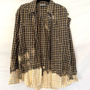 Totally Blown Vintage - Flannel Shirt - Dip/Tie Dye/Gunshot Holes - 80% OFF SALE